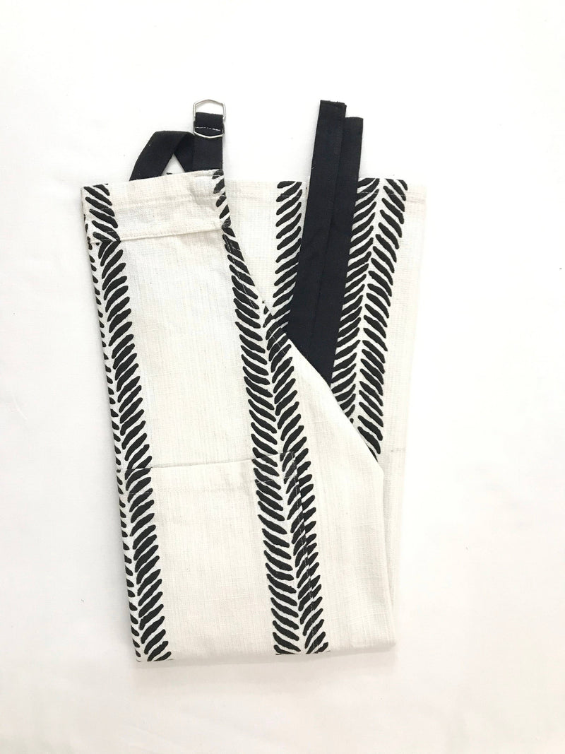 Cotton Apron: Angled Stripes - Black
