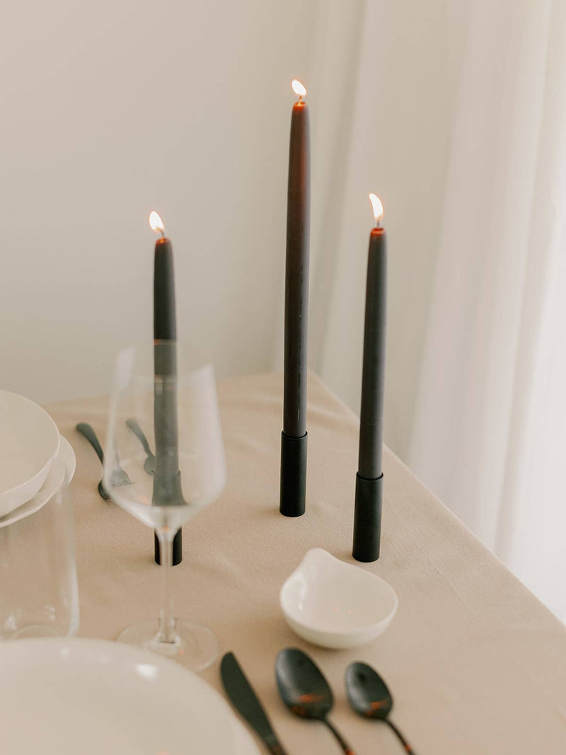 Beeswax Dipped Taper Candles | Charcoal: 10"