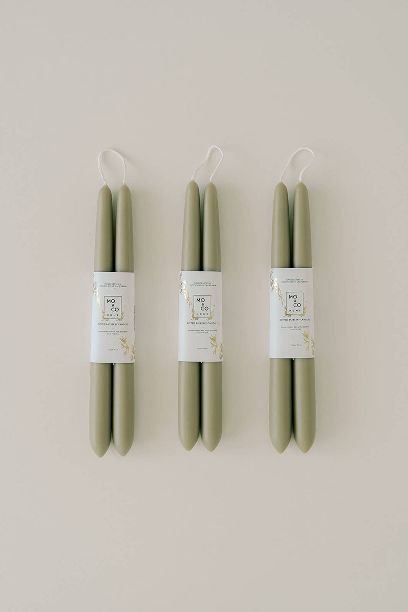 Bayberry & Beeswax Dipped Taper Candles | 10"