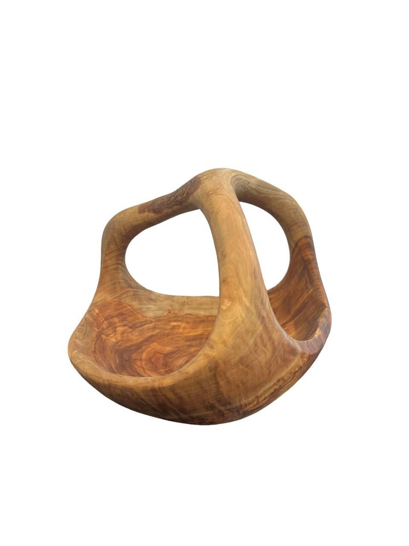 Oval Bowl - Handle Natural Wood