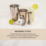 4-Piece Cocktail Shaker Set - Stainless Steel