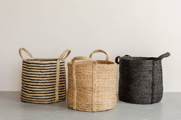 Round Laundry Basket, jute: Natural