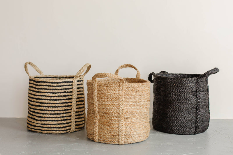 Round Laundry Basket, jute: Natural