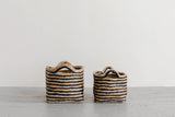 Rectangular Tray Basket, jute - striped: Set/2