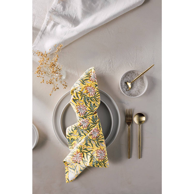Clematis Block Print Napkins Set/4