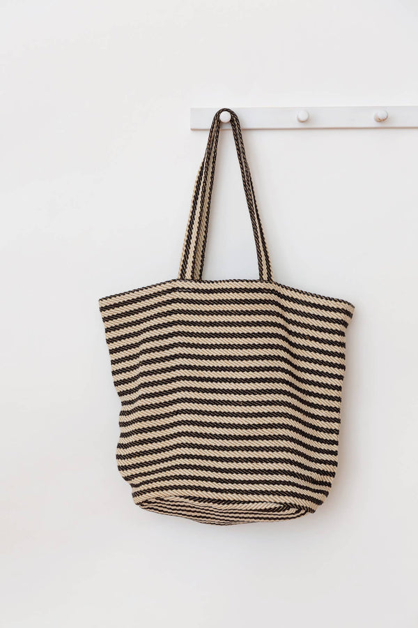 Shoulder Bag | Jute | Paris Black Stripe