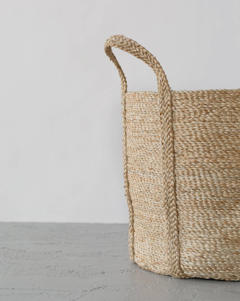 Round Laundry Basket, jute: Natural