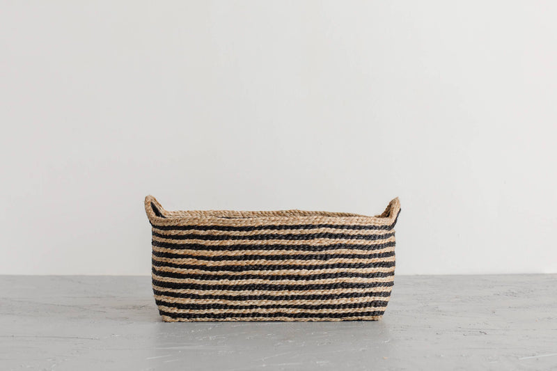 Rectangular Tray Basket, jute - striped: Set/2