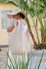 Shoulder Bag, jute / Paris natural stripe