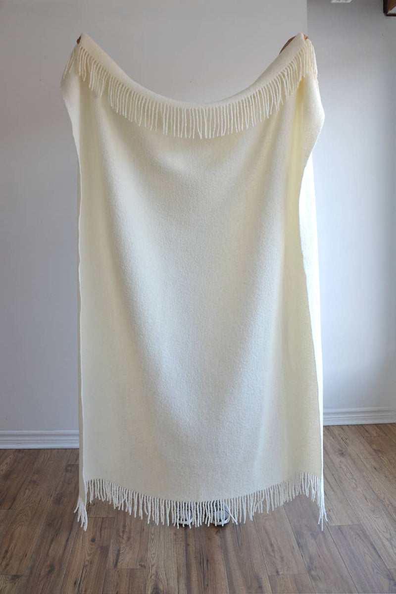 Wool Boucle Throw: Ivory - 55"x78"