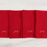 Holiday Red Napkins, 20" x 20", Set/4: Peace