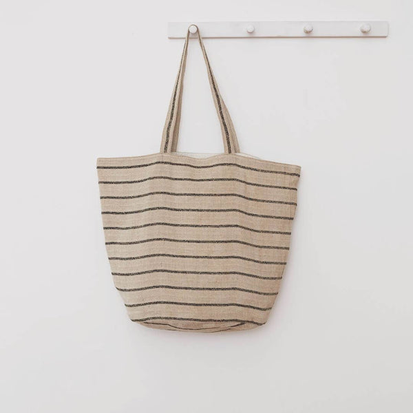 Shoulder Bag | Jute | Chloe Natural Black Stripe