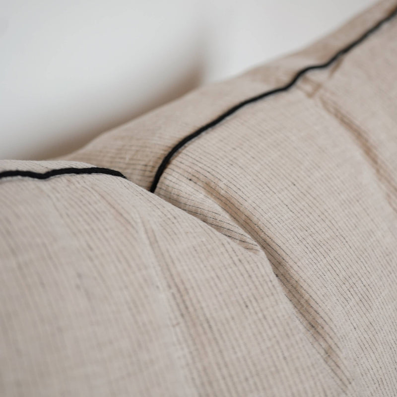 Pinstripe Edged Pillow w/ Down Insert: 18"x18"