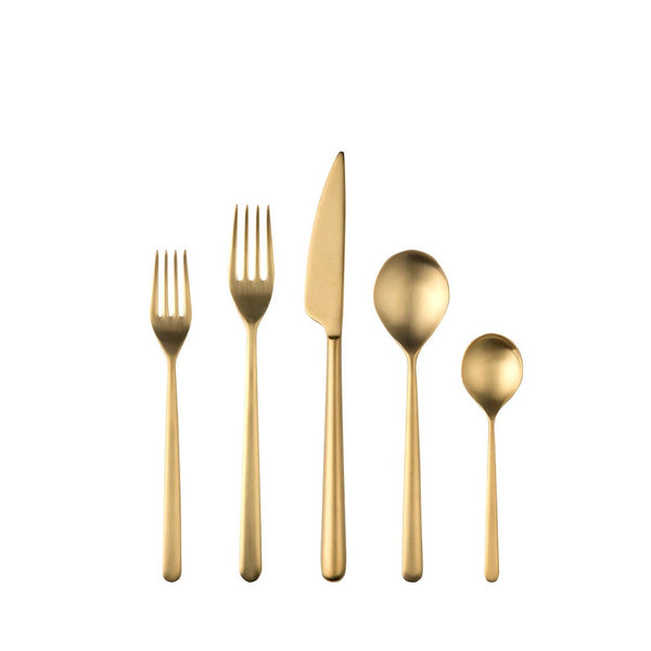 Linea Ice Oro: 5 Piece Flatware Set