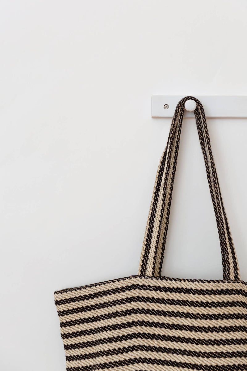 Shoulder Bag | Jute | Paris Black Stripe