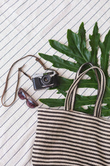 Shoulder Bag | Jute | Paris Black Stripe