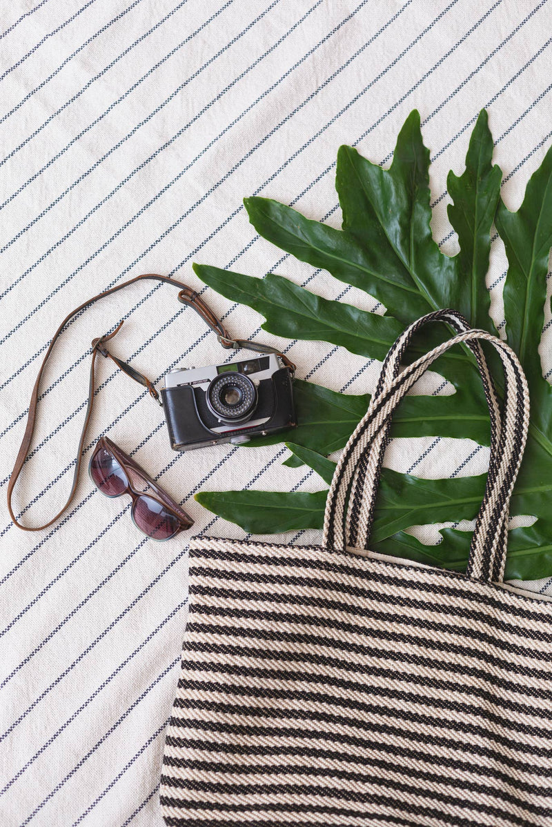 Shoulder Bag | Jute | Paris Black Stripe