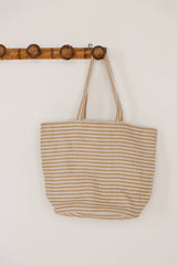 Shoulder Bag, jute / Paris natural stripe