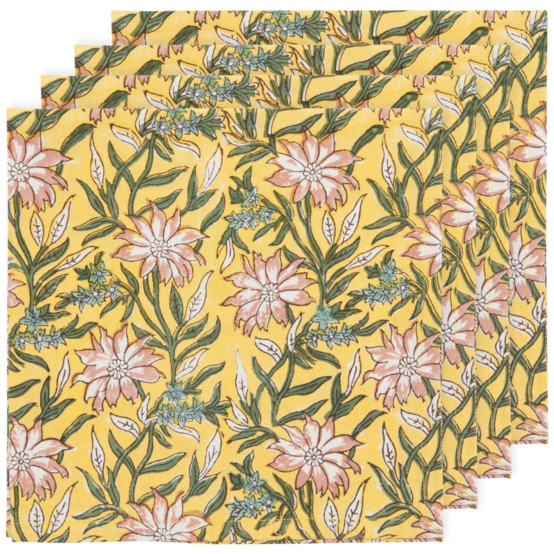 Clematis Block Print Napkins Set/4