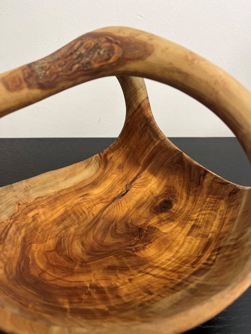 Oval Bowl - Handle Natural Wood