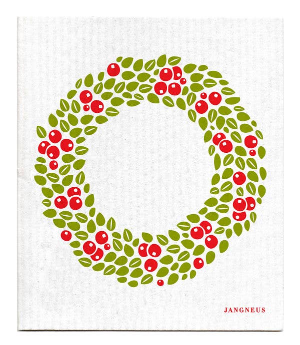 Swedish Dishcloth - Wreath - Red