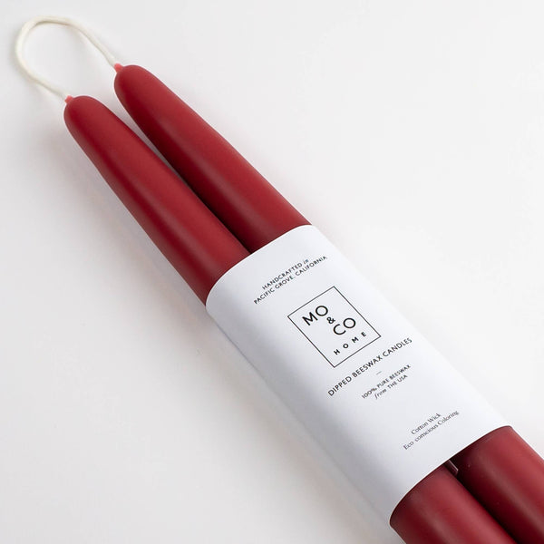 Beeswax Dipped Candles | Berry Red: 10"