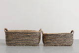 Rectangular Tray Basket, jute - striped: Set/2