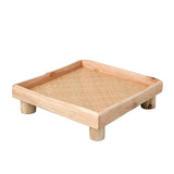 Wooden square tray with woven surface