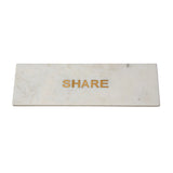 Marble cheese board with 'SHARE' engraved in gold