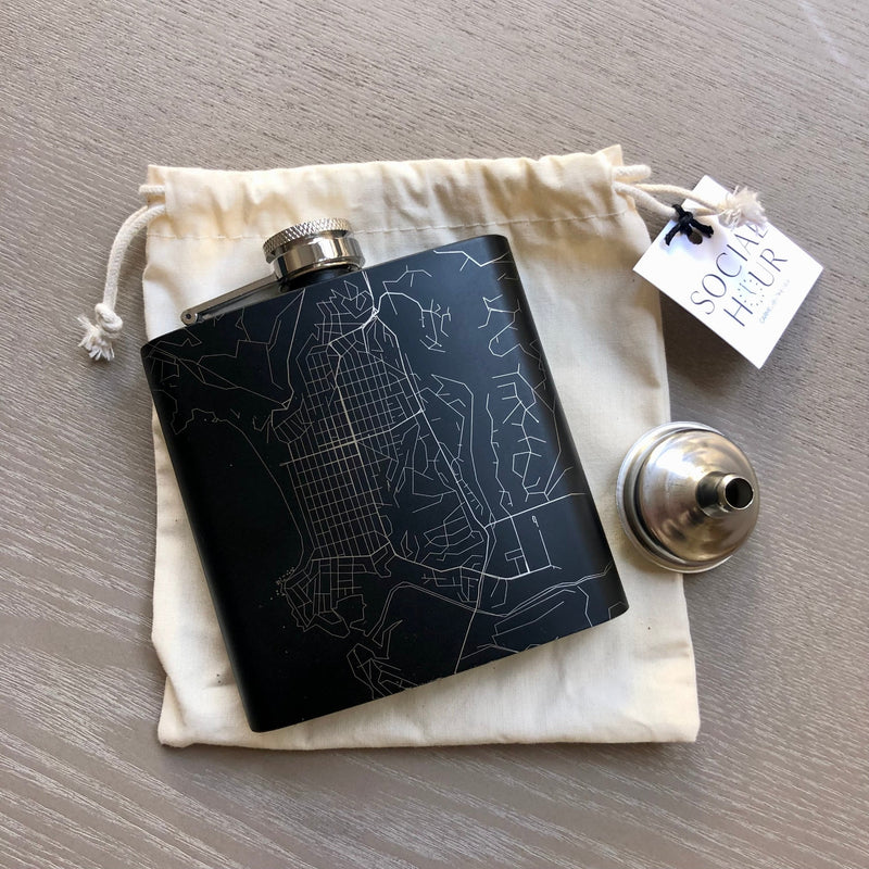 Local Maps Engraved Hip Flask