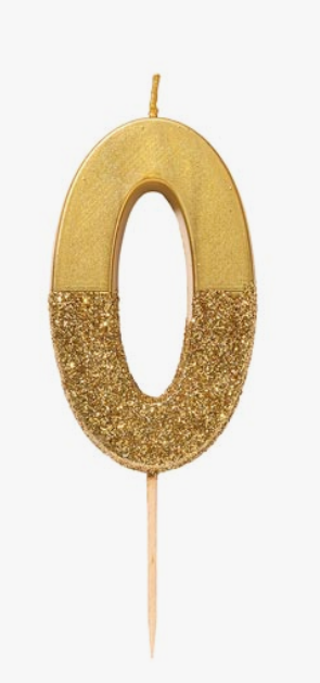 Gold Glitter Number Candle