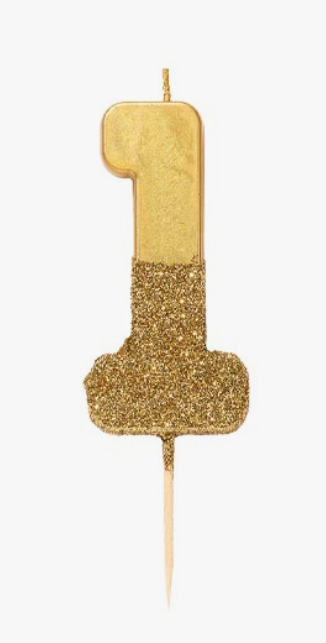 Gold Glitter Number Candle