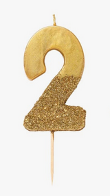 Gold Glitter Number Candle