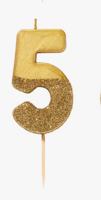 Gold Glitter Number Candle