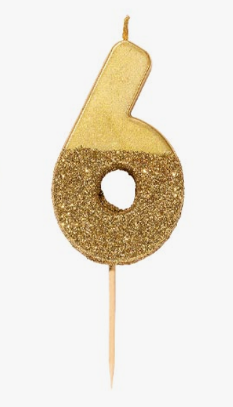 Gold Glitter Number Candle