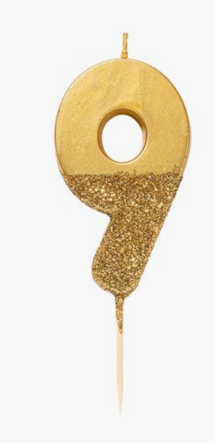 Gold Glitter Number Candle