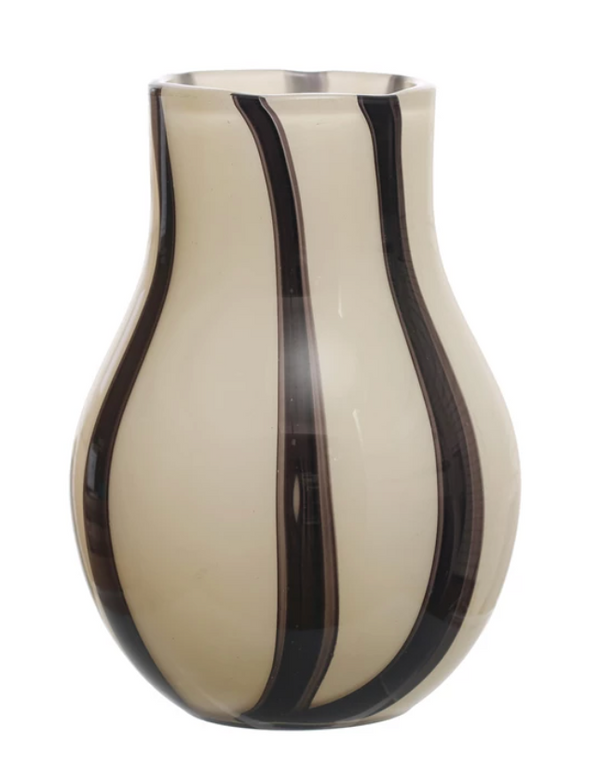 Glass Vase, B/W Stripe