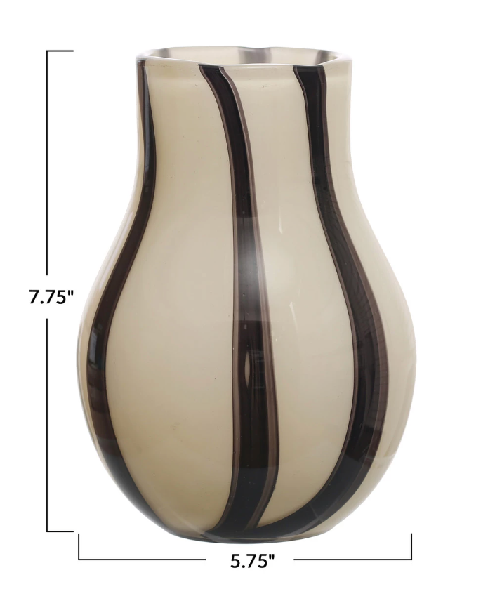 Glass Vase, B/W Stripe