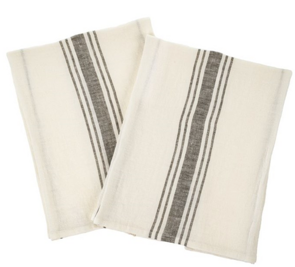 Provence Linen Tea Towel: Grey, Set/2