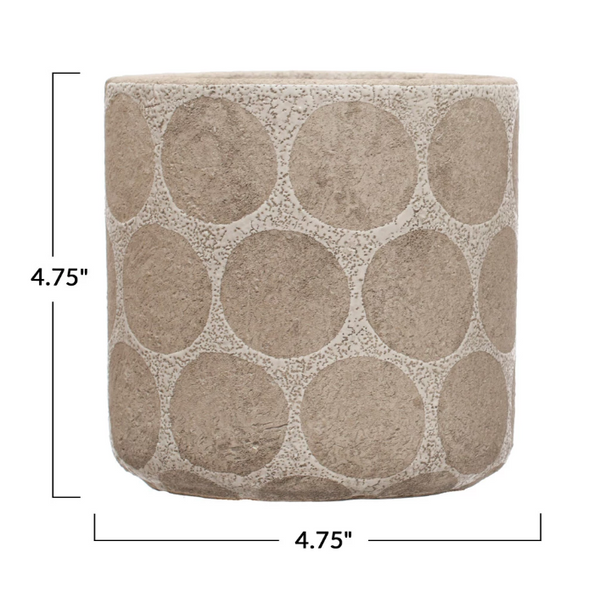 Terracotta Planter - Cream Dots