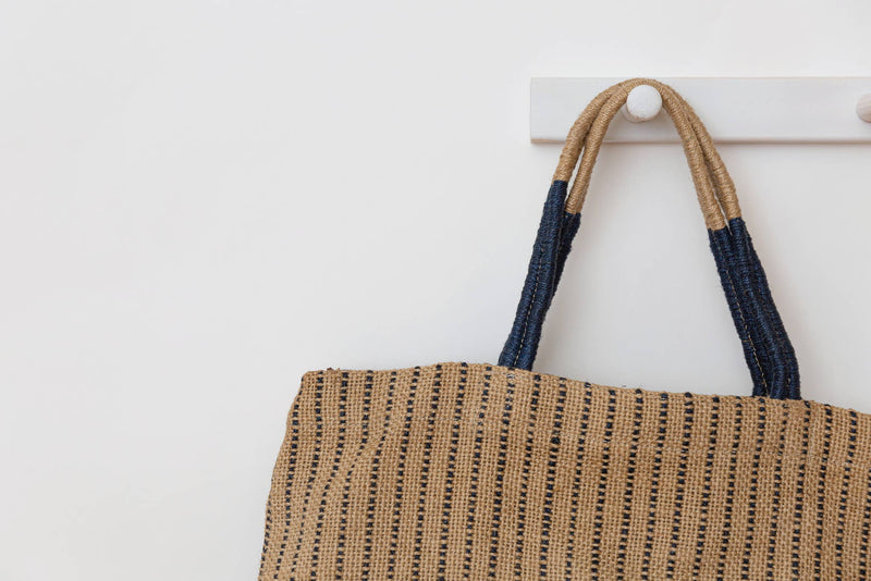Reusable Tote Bag | Jute | Indigo Stripe