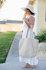 Shoulder Bag, jute / Paris natural stripe