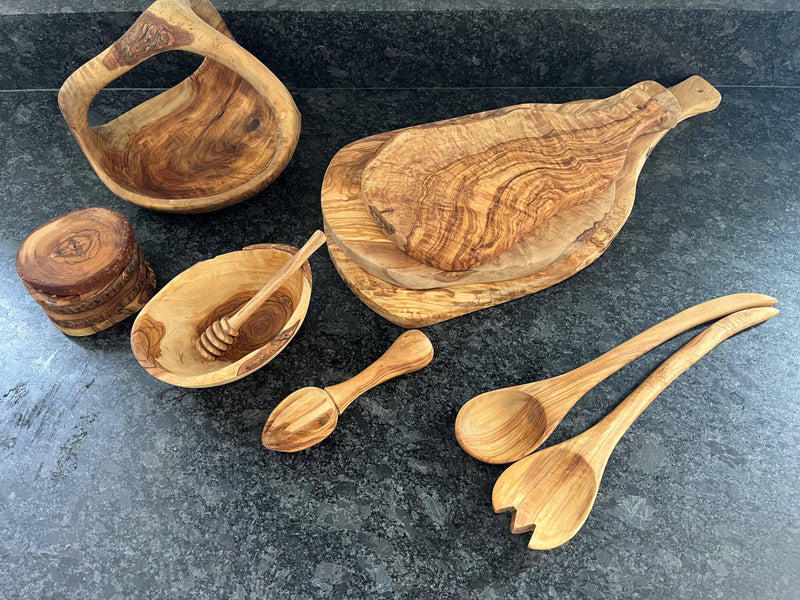 Oval Bowl - Handle Natural Wood
