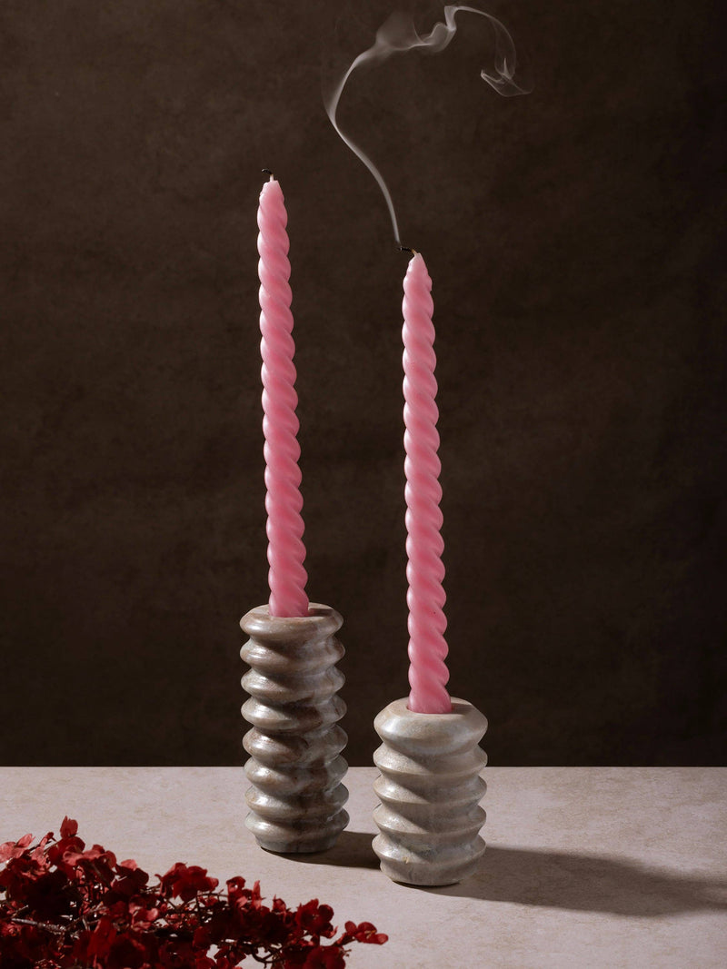 Marble Candle Holders, Set/2