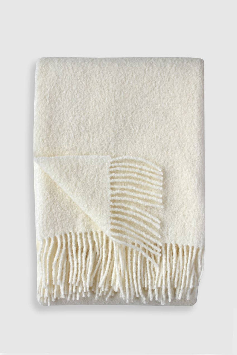 Wool Boucle Throw: Ivory - 55"x78"