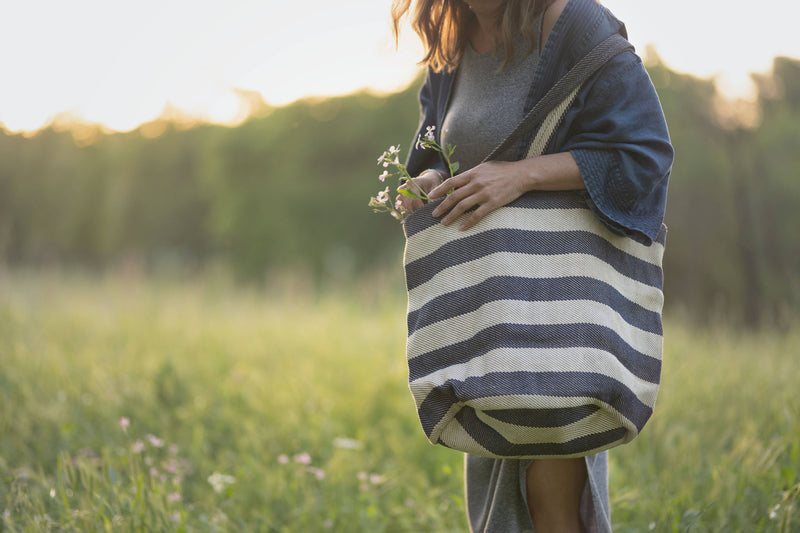 Shoulder Bag | Jute | Provence Stripe