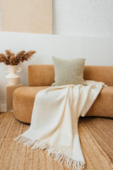 Wool Boucle Throw: Ivory - 55"x78"