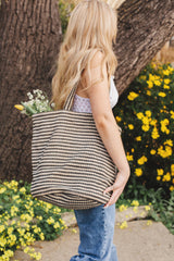 Shoulder Bag | Jute | Paris Black Stripe