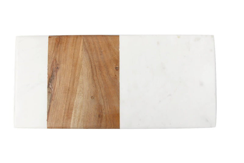 White Marble & Wood Rectangular Board