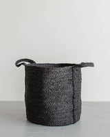 Round Laundry Basket, jute: Charcoal Stripes